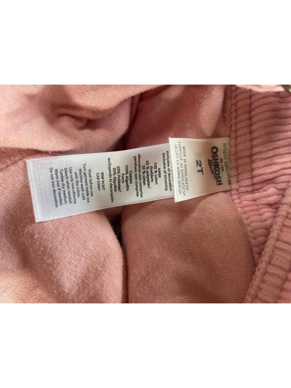 OshKosh B’gosh Pink Corduroy Overalls 2T Toddler Girl - Picture 7 of 7